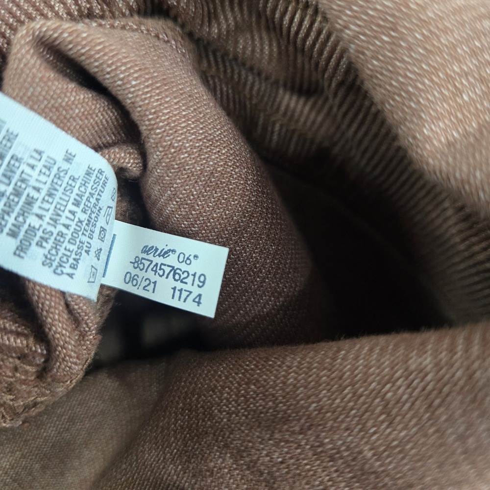 Aerie Women Pants M Brown Barrel Overalls Corduroy Utility Button 26" Inseam - Picture 4 of 11